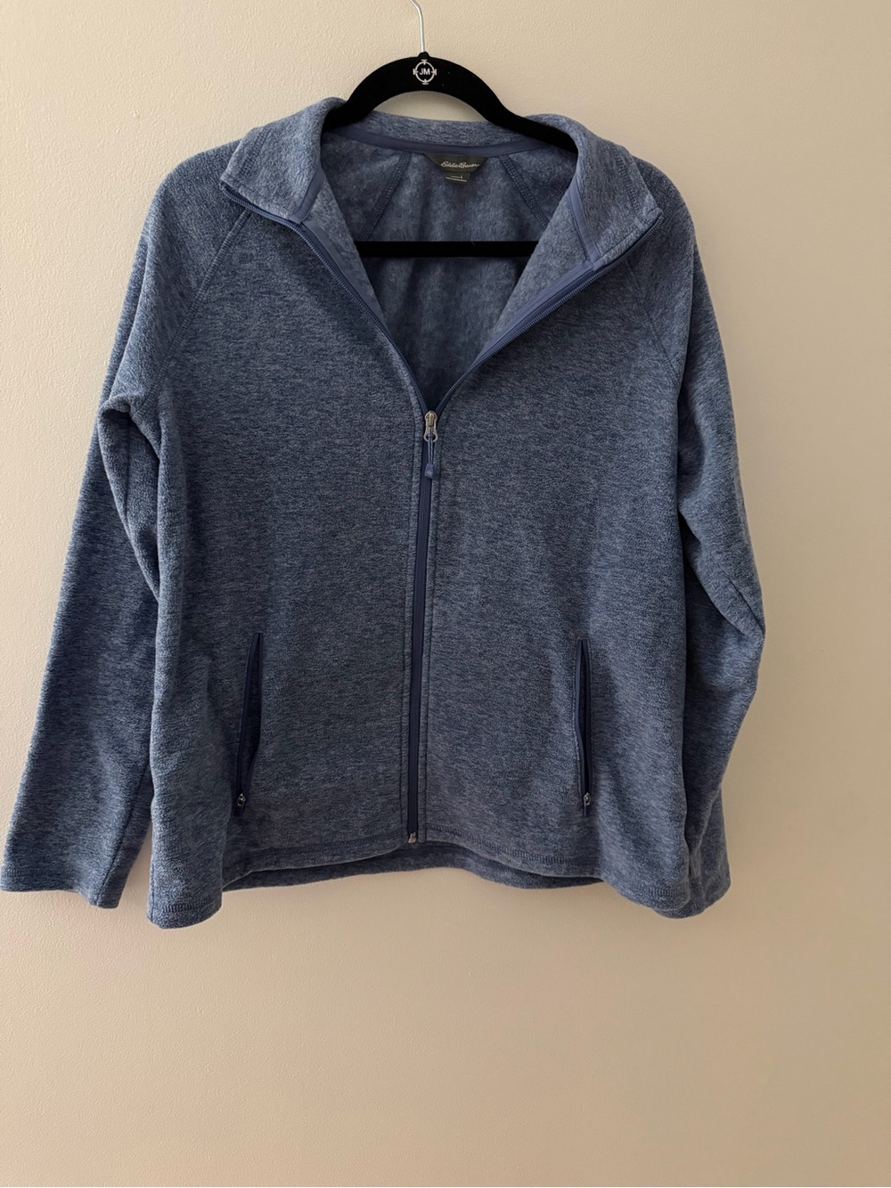 Eddie Bauer Heathered Blue Full-Zip Fleece Jacket